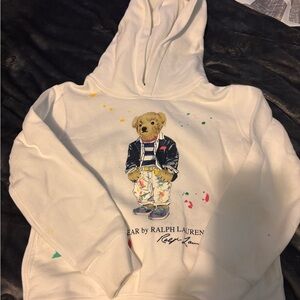 Polo by Ralph Lauren White and Blue Hoodie with Graphic Design